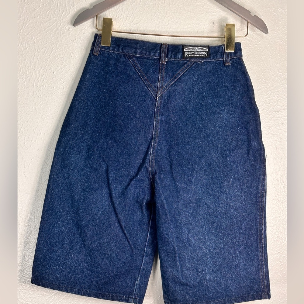 Vintage Rockies ultra highrise bareback dark blue denim bermuda mom shorts Sz 11 - Picture 2 of 6